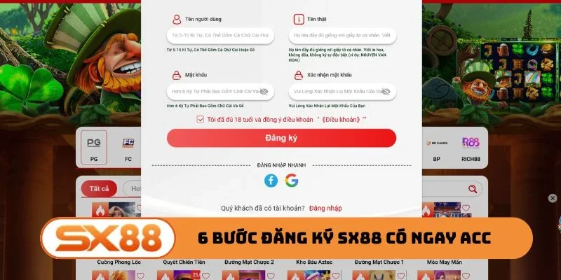 6 bước đăng ký SX88 có ngay acc chính chủ